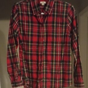 L.L. Bean Red Plaid Women's Button Down Shirt